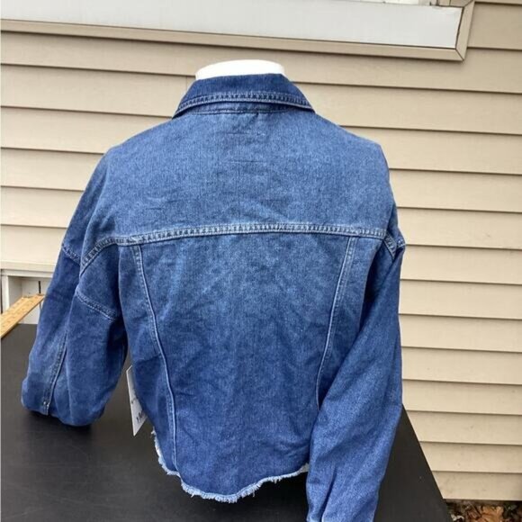 acubi mermaidcore fairycore H&M &Denim Women's Cropped Denim Jean Jacket small - Picture 2 of 5